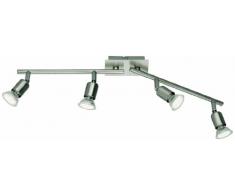 Reality Leuchten LED Spotleuchte 4-flammig, nickel matt, inklusiv 4 x GU10/2.5 W, 150 lm, 3000 k, 60 cm R82944107
