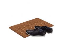 Relaxdays Fußmatte Home aus Kokos, HxBxT: 1,5 x 60 x 40 cm, rutschfest, für innen und außen, Kokosfaser, PVC, natur