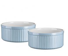 MÃSER Serie Kitchen Time, Souffléform 20,5 cm, runde Auflaufform, Ofenform im 2er-Set, in der Farbe Blau