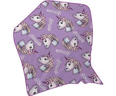 Emoji-Einhorn Fleece Decke, lila