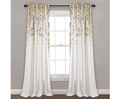 Lush Decor 16t000558 Weeping Blumen Verdunkeln Fenster Vorhang Panel-Set, 213,4 x 132,1 cm, gelb/grau