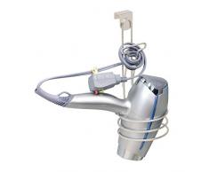 InterDesign Classico Fönhalter zum Hängen über die Schranktür, Bad-/Waschtisch-Organzier - Nickel Satiniert, Grau