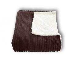 SECANETA Decke Coral mit Lammfell für Reisen, Sofa und Sessel, 130 x 160 cm, Schokoladenbraun, 130 x 160 cm