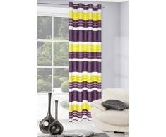 Eurofirany Glatt Streifen Transparent Muster 8 Ösen 140x250 cm Elegant Hochwertig Glamour Schlafzimmer Wohnzimmer Lounge Vorhänge Gardinen Stoff, Violett, Grün, 140x250cm