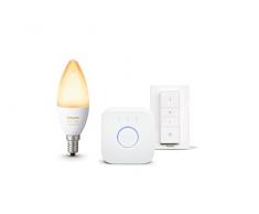Philips Hue Lichtwecker, natürlich aufwachen mit Licht, Hue White Ambiance E14 Kerze inkl. Hue Bridge und Dimmschalter, steuerbar via App, kompatibel mit Amazon Alexa