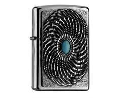 Zippo Sturmfeuerzeug 2004728 EMBLEM LIGHTER WITH TURQUOISE STONE