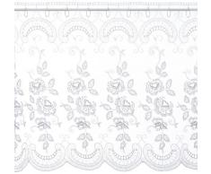 Plauener Spitze by Modespitze, Store Bistro Gardine Tüllgardine Florentiner mit Stangendurchzug, hochwertige Stickerei, Höhe 65 cm, Breite 118 cm, Weiß