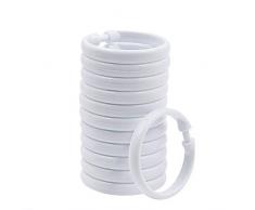 Qulable 24 Stück Duschvorhangringe Kunststoff Vorhang C-Ringe Haken Haken Badvorhänge Schlaufen Clip Glide Badezimmer Dusche Fenster Stange White， 12 Pack