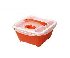 Rotho Micro Clever Lunchbox mit Besteck geeignet für die Mikrowelle, Kunststoff (BPA-frei), rot / weiss, 1.7 Liter (19,3 x 19,3 x 10,9 cm)