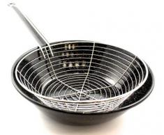 La Ideal Emaillierte Bratpfanne mit Bratkorb, Schwarz, 10 Stück, stahl, Schwarz, 24 cm