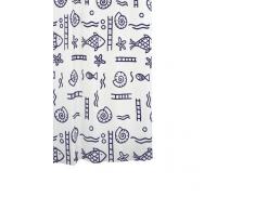 RIDDER 46113-350 Duschvorhang Textil ca. 120 x 200 cm, Neptun blau inklusive Ringe
