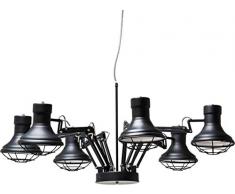 Kare Design Hängeleuchte Spider Multi 6er, grosse, verstellbare Pendelleuchte, rustikale Esszimmerlampen, Hängelampen, Schwarz (H/B/T) 60x110x110cm