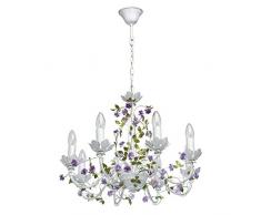 MW-Light 421014308 Kerzen Kronleuchter Florentiner Stil Weià Lila 8 Flammig E14