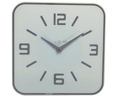 NeXtime große Wanduhr SHOKO, lautlos, quadratisch, Spiegelglas, Weiß, 43 x 43 cm