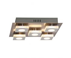 Brilliant G67495/21 Transit LED Wand- und Deckenleuchte, 5 x 4 W, 5x 320 lm, 3000 K, Aluminium/Kunststoff / Nickel, warmweiÃ