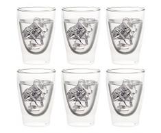 Levivo doppelwandiges Thermoglas 310 ml, ideal als Kaffeeglas oder Teeglas, mundgeblasene Thermo-Gläser, hitzebeständig, handgefertigt, kratzfest und spülmaschinengeeignet, 6er-Set