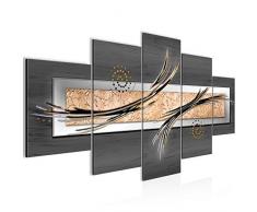 Bilder Abstrakt Wandbild Vlies - Leinwand Bild XXL Format Wandbilder Wohnzimmer Wohnung Deko Kunstdrucke Grau 5 Teilig - MADE IN GERMANY - Fertig zum Aufhängen 104953b