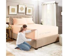 Empyrean Spannbetttuch mit extra tiefer Tasche, ideal für hochwertige Matratzen mit Topper, sehr weich, Exklusive, Enge Passform, Smart Corner Gurte Queen - 3pc Pale Blush (Pink)