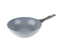 SALTER BW06284G1AS BW06284G Wokpfanne der Marble-Kollektion aus geschmiedetem Aluminium mit Antihaftbeschichtung, 28 cm, grau, 28 cm