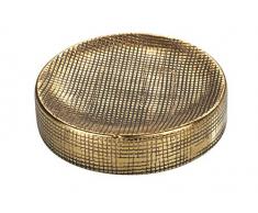 WENKO Seifenablage Rivara, Seifenschale zur Aufbewahrung von Handseife, aus hochwertiger Keramik, handbemalt, Ø 10 x 2,5 cm, Gold