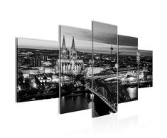 Bilder Köln Wandbild Vlies - Leinwand Bild XXL Format Wandbilder Wohnzimmer Wohnung Deko Kunstdrucke Grau 5 Teilig - MADE IN GERMANY - Fertig zum Aufhängen 601553b