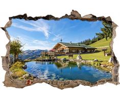 Pixxprint 3D_WD_S2510_92x62 traumhaftes Haus in den Bergen Wanddurchbruch 3D Wandtattoo, Vinyl, bunt, 92 x 62 x 0,02 cm
