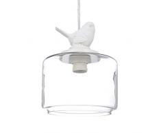 Relaxdays Deckenleuchte Vogelfigur, Dekolampe im Vintage Retro Look, Fassung E 27, transparent