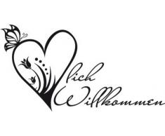 Graz Design 720415_57_070 Wandtattoo Wandaufkleber Wand Deko Eingang Flur Herzlich Willkommen Herz (GrÃ¶Ãe=108x57cm//Farbe=Schwarz)