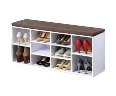 Kesper Schuhschrank mit Sitzkissen, 103,5Â x 29,5Â x 48Â cm, weiÃ