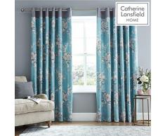 Catherine Lansfield Canterbury Ösenvorhang, Polycotton, blaugrün, 66x90 Inch