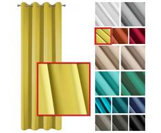 Eurofirany Logan Blackout Lichtdämmend Abdunkelnd Vorhänge 8 Ösen Edel Gardine Elegant Glatt Einfarbig Weich Wohnzimmer Schlafzimmer Lounge 1 Stück, Polyester, Senf Gelb, 135x250 cm