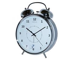 NeXtime großer Wecker WAKE UP, lautlos, rund, aus Metall, Silberfarben, ø 23 cm
