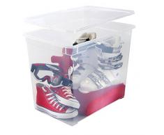 Rotho Aufbewahrungsbox Clear Box Mega 70 L. von Rotho mit Deckel- QR-Code AppMyBox - 70 L. Volumen - (LxBxH) 55x37.5x43.5 cm - transparent - stapelbar - Kunststoff/Plastik (PP) - Div. Größen