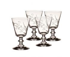 Villeroy & Boch - Vieux Luxembourg Rotweinglas 4er-Set, verzierter Rotweinkelch aus Kristallglas, spülmaschinenfest, dünne Randstärke, klar, 240 ml