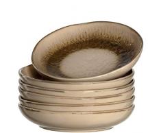 Leonardo Teller Matera 6-er Set, 20,7 cm, 6 tiefe Keramik Teller, spülmaschinengeeignet, mit Glasur, beige, 018536