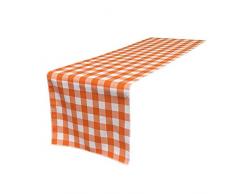 La-Bettwäsche mit kariert Tischläufer, Polyester, weiß/orange, 35.56 x 274.32 x 0.04 cm