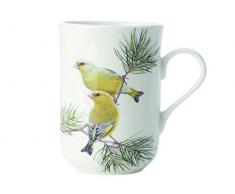 Maxwell & Williams Birds of the World Grünfink, Geschenkbox, Porzellan, PBW1080 Becher, weiß, grün, 10.5 x 7.5 x 10.5 cm