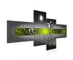 Bilder Abstrakt Figuren Wandbild 150 x 60 cm Vlies - Leinwand Bild XXL Format Wandbilder Wohnzimmer Wohnung Deko Kunstdrucke Grün Grau 4 Teilig - MADE IN GERMANY - Fertig zum Aufhängen 301245c