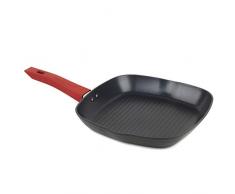 Progress BW04942R Antihaftede Grillpfanne aus geschmiedetem Aluminium, 28 cm, rot
