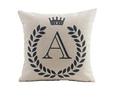 HYSENM Kissen Rückenkissen Kissenbezug Monogramm 45*45cm/55*55cm Baumwolle und Leinen Wohnzimmer, Kissenhülle A 45 x 45 cm