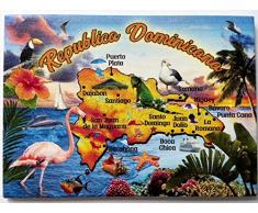 World By Shotglass Dominikanische Republik Karte Karibik Kühlschrank Collector s Souvenir Magnet 6,3 x 8,9 cm