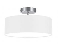 Trio Leuchten Deckenleuchte, nickel matt, Stoffschirm weiß 603900201
