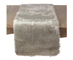 SARO LIFESTYLE 197.GY1590B Juneau Collection Faux Fur Design Topper Table Runner, 15 x 90, Grey