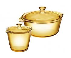 VISIONS pyroceram Glas Flair und Töpfe Kochtopf Topf-Set, braun, 29 x 29 x 23,2 cm