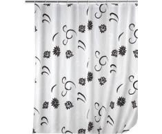 WENKO 19503100 Duschvorhang Flower Black - hochwertiges Textilgewebe, waschbar, Kunststoff - PEVA, Schwarz