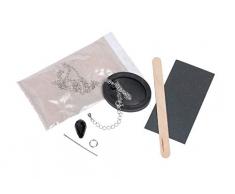 RAYHER Bastelset Schmuckbeton Kette: Anhänger Oval 2,9 x 3,9cm mit Glasperle und Metall-Gliederkette mit Verschluss, Silber