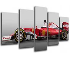 Wandbild - Formel-1-Auto, Ferrari F1, Sebastian Vettel, 165 x 62 cm, Holzdruck - XXL Format - Kunstdruck, ref.26553