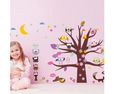 Wandkings Eulen mit Baum Wandsticker XL Set, 100 Aufkleber, GesamtflÃ¤che 130 x 70 cm