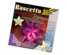 folia 860/1515 - Bastelset Bascetta Stern, Transparent violett, 15 x 15 cm, 32 Blatt, fertige Größe des Papiersterns ca. 20 cm, mit ausführlicher Anleitung - ideal zur zeitlosen Dekoration