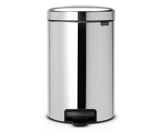 Brabantia Treteimer mit Inneneimer aus Kunststoff, stahl, Brilliant Steel, 12 Liter